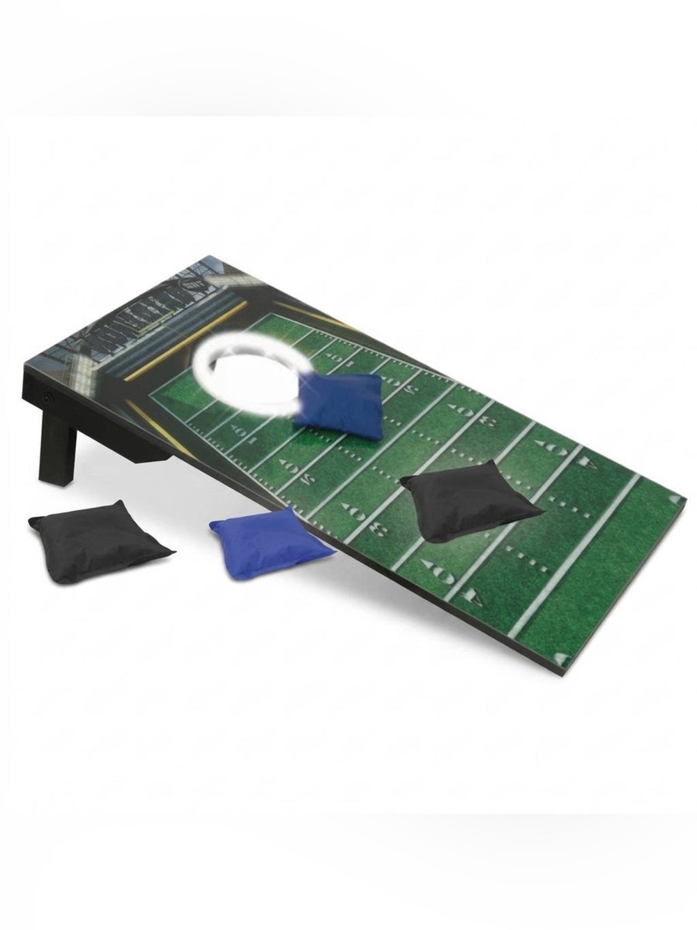 LED Bean Bag Toss Game Set - Green Field with Blue & Black Bags - Picture 3 of 4